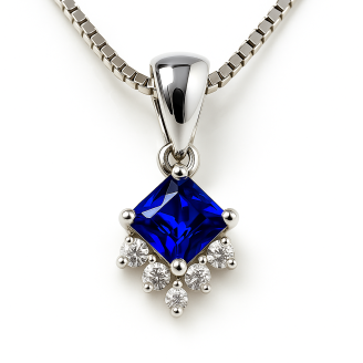 Blue And White Zircon  Stones Pendent With Chain