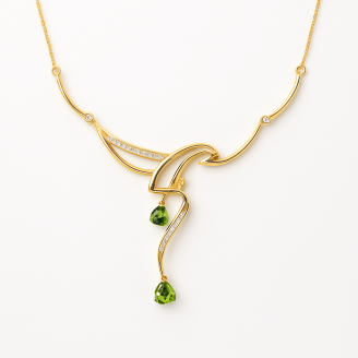 White And Green Zircon  Bridal Necklace