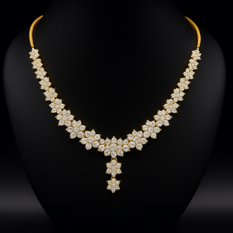256 White Zircon Stones Flower Necklace