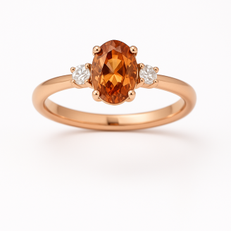 Brown And White Zircon Stones Ring