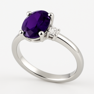 Dark Purple And White Zircon Stone Ring