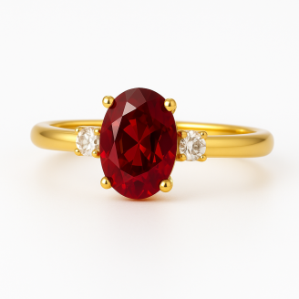 Dark Pink And White Zircon Stone Ring