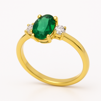 Dark  Green And White  Zircon Stone Ring