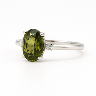 Light Green And White Zircon Stone Ring