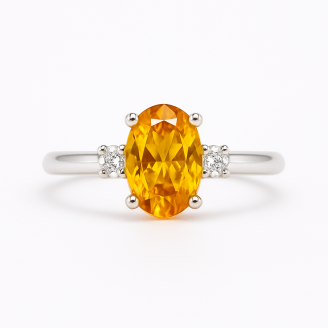 Yellow And White Zircon   Stone Ring