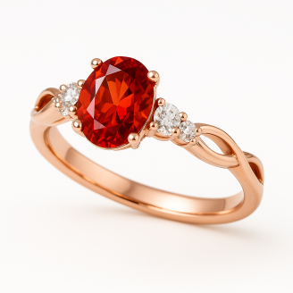 Red And White  Zircon Stone Ring