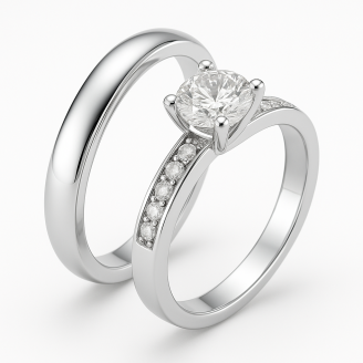 White Zircon  Stones Engagment And Wedding Rings