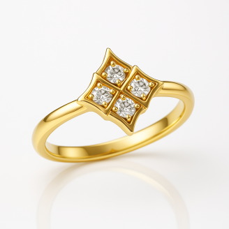 White Zircon  Four Stones Ring