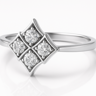 White Zircon  Four Stones Ring