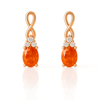 Red And White Zircon Stones Earing Set