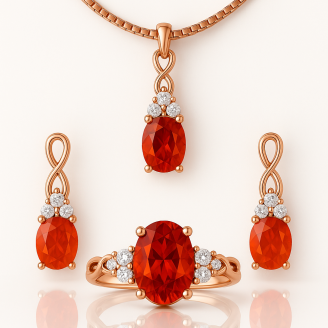 Red And White Zircon Stones Full  Set