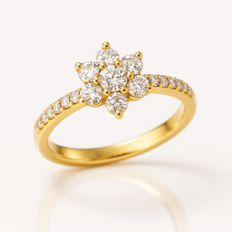 White Zircon Stones Flower Ring