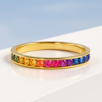 2.0mm rounds Rainbow sapphire stones Ring